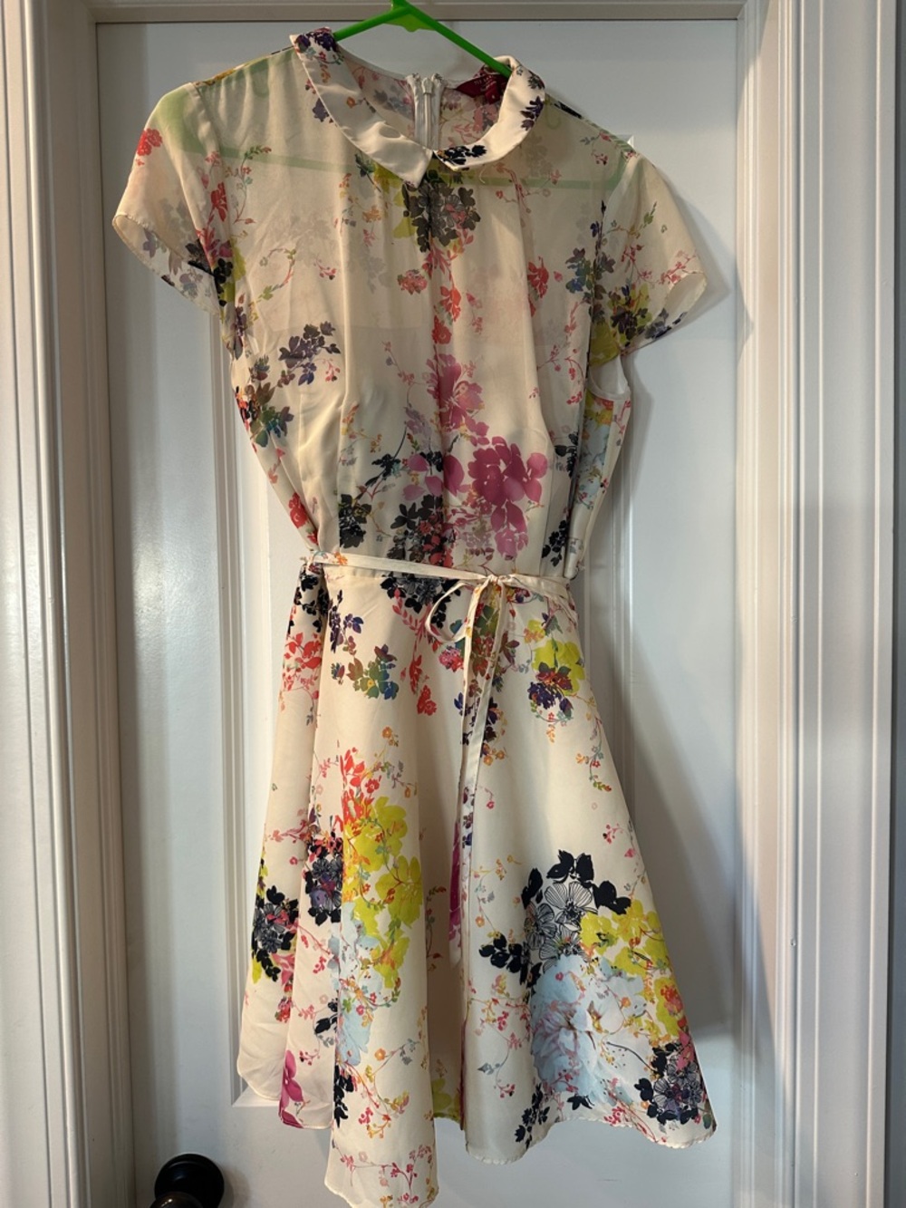Floral Cream Dress with Pink & Yellow Accents